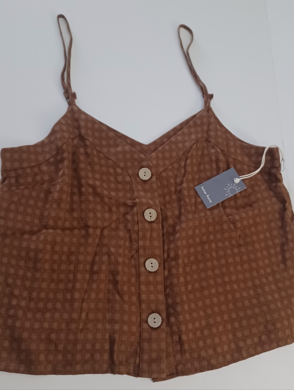 Indigo Rising Ghingham Cropped Tank Sz L